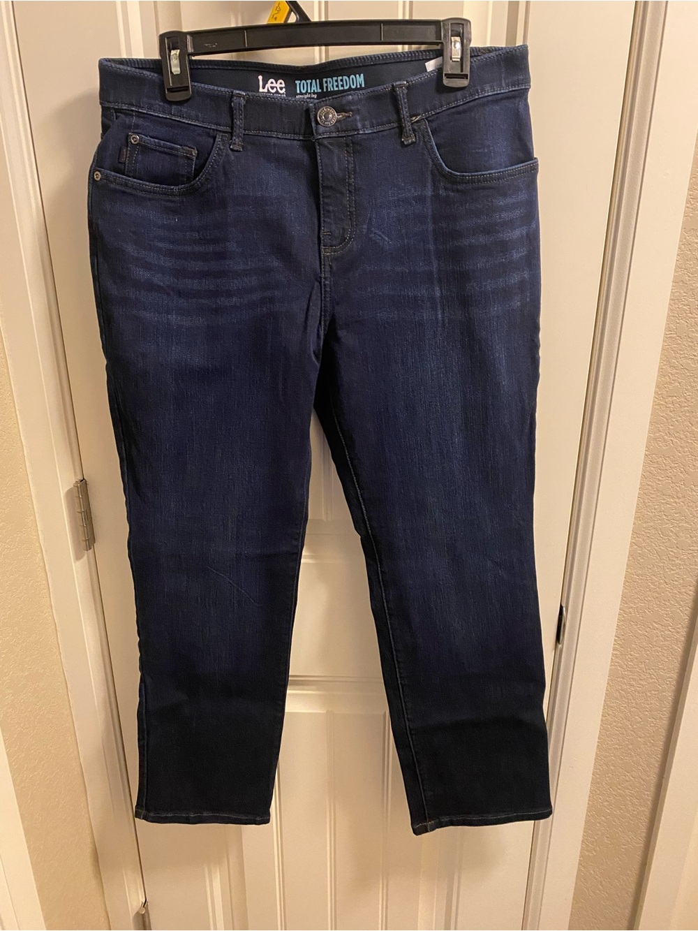 Lee Total Freedom Jeans 12 Petite Dark Blue Stretch Denim Straight Leg 12P
